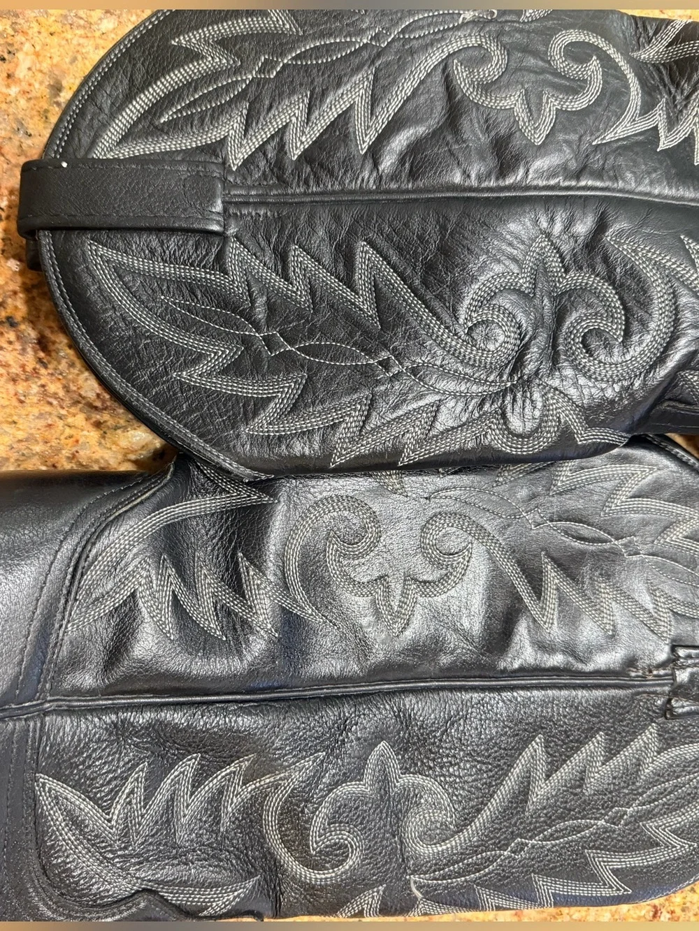 Dan Post Black Leather Western Cowboy Boots Mens Size 8D Vintage 16791